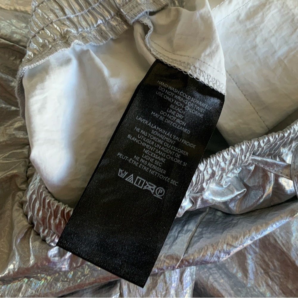 Anthropologie Metallic Shine Cargo Midi Skirt Silver Size L - Picture 5 of 6